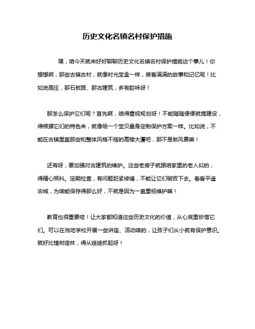 历史文化名镇名村保护措施