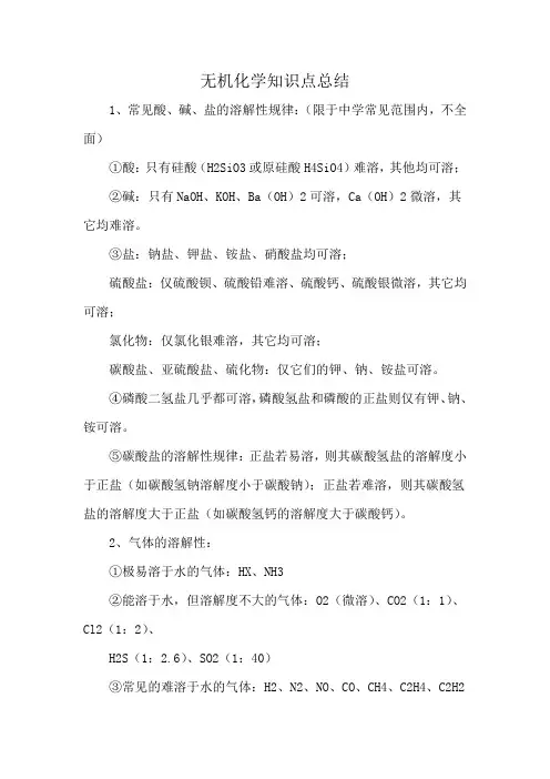 无机化学知识点总结
