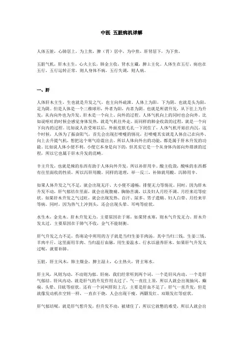 中医五脏病机详解