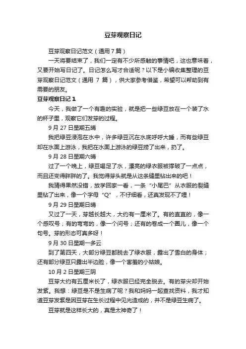 豆芽观察日记范文（通用7篇）