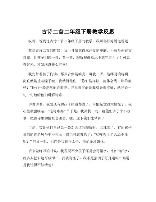 古诗二首二年级下册教学反思