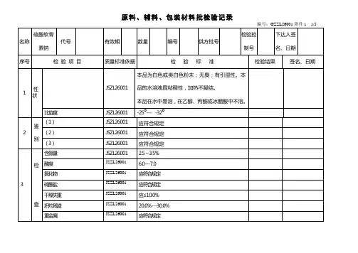 硫酸软骨素检验记录