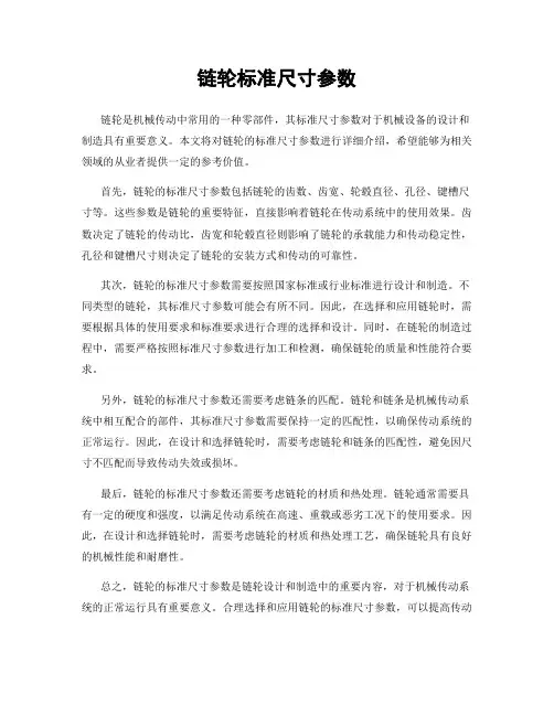 链轮标准尺寸参数