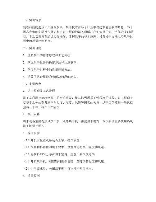 烘干法的实训报告