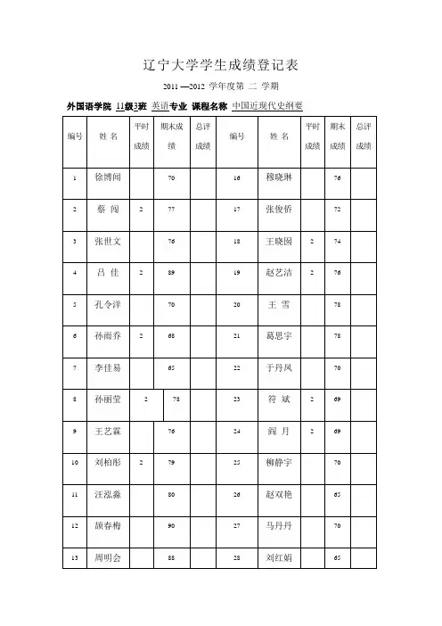 辽宁大学成绩单
