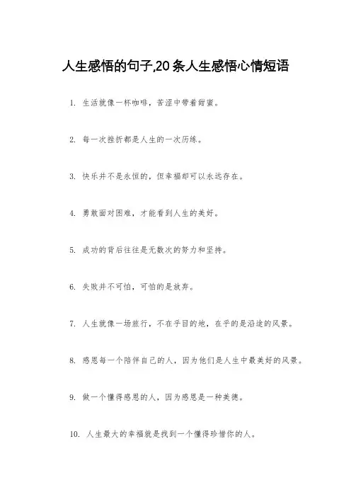 人生感悟的句子,20条人生感悟心情短语