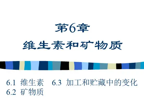 食品化学PPT讲义,适用中国农业大学出版社阚建全版本---第六章维生素矿物质