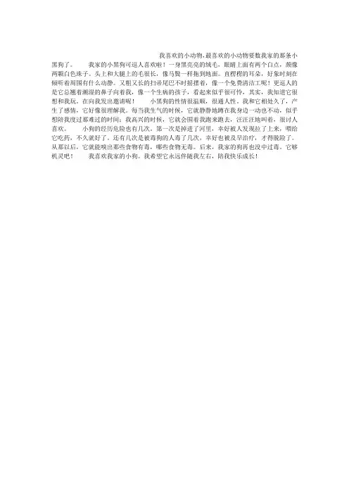 人教版四年级上册四单元作文：我最喜欢的小动物作文400字