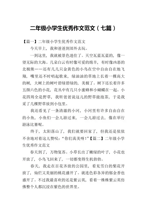 二年级小学生优秀作文范文(七篇)