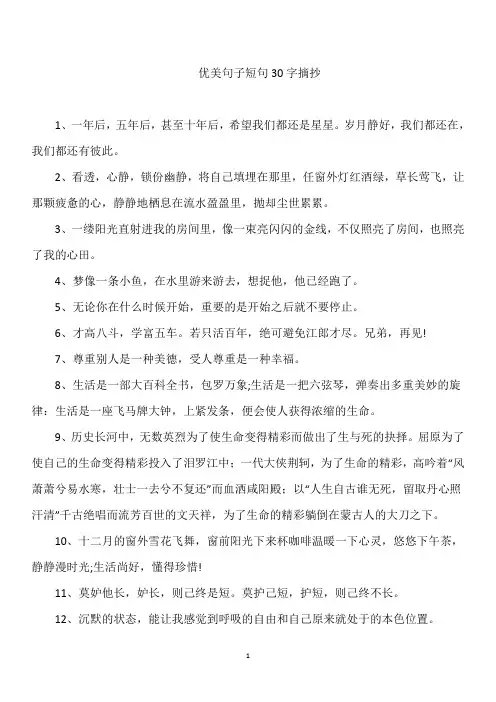 优美句子短句30字摘抄