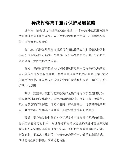 传统村落集中连片保护发展策略