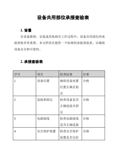 设备共用部位承接查验表