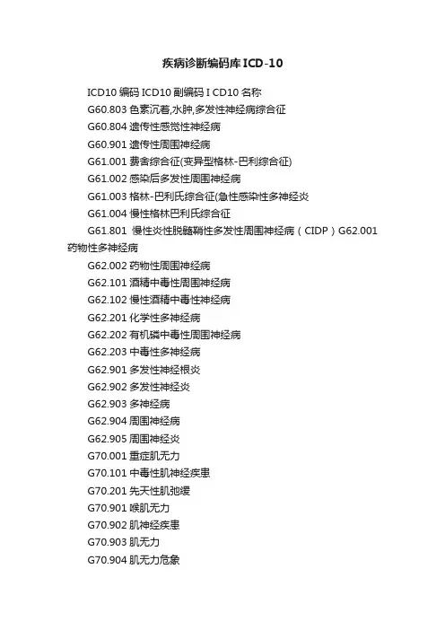疾病诊断编码库ICD-10