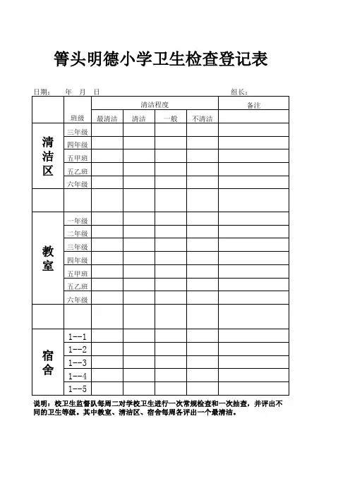 卫生检查登记表