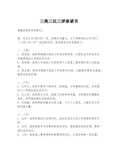 三亮三比三评承诺书