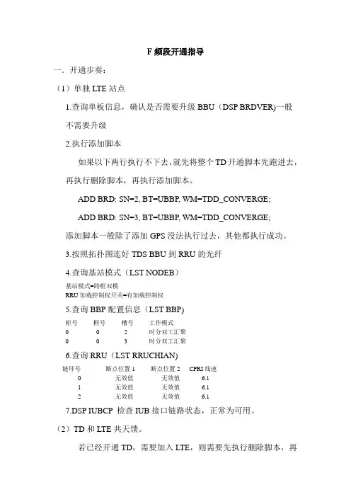 LTE基站F频段开通指导