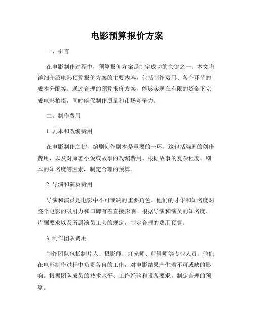 电影预算报价方案