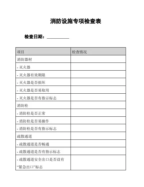 消防设施专项检查表