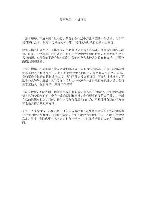 没有规矩,不成方圆