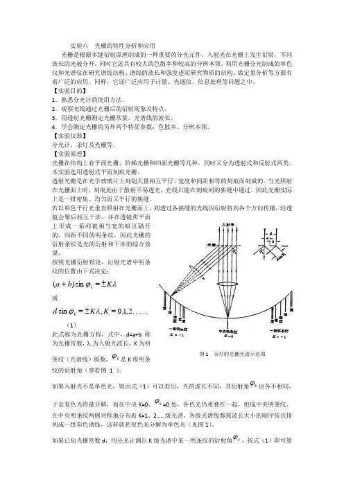 物理实验六  光栅的特性分析和应用