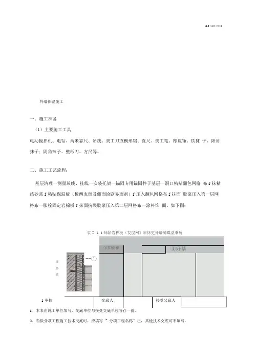 外墙岩棉保温施工技术交底