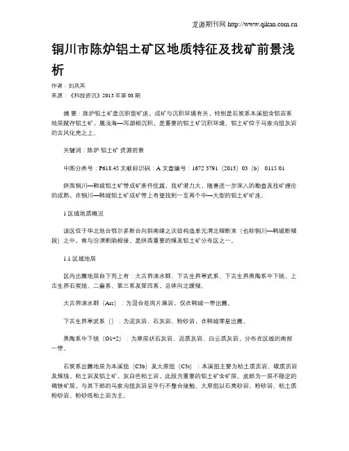 铜川市陈炉铝土矿区地质特征及找矿前景浅析
