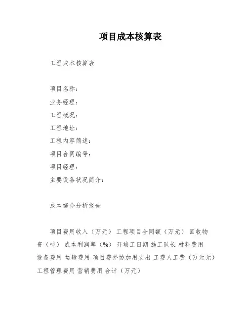 项目成本核算表