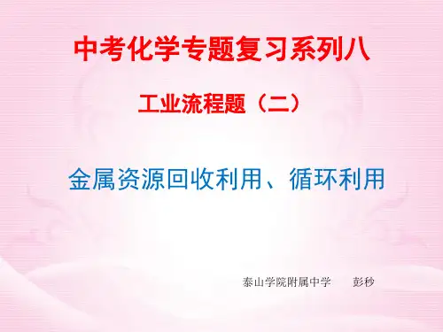 初中化学九年级工业流程之金属资源回收利用循环利用