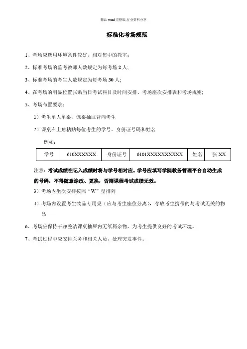 标准化考场规范