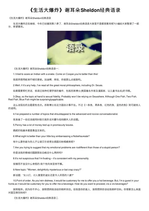《生活大爆炸》谢耳朵Sheldon经典语录