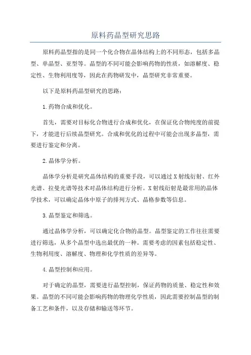 原料药晶型研究思路
