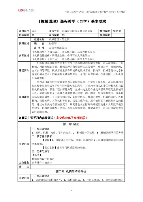 机械原理大纲