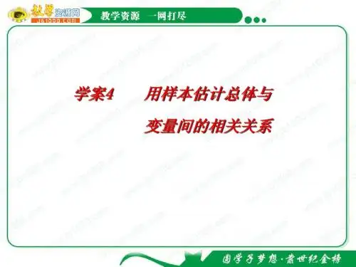 2011年高考数学一轮精品复习课件：第10章《概率、统计与统计案例》——用样本估计总体与变量间的相关关系