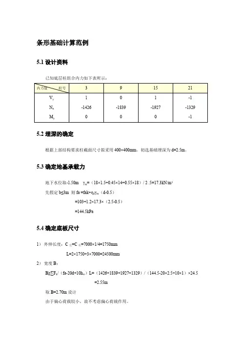 基础工程条形基础计算范例