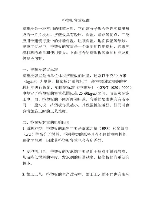 挤塑板容重标准