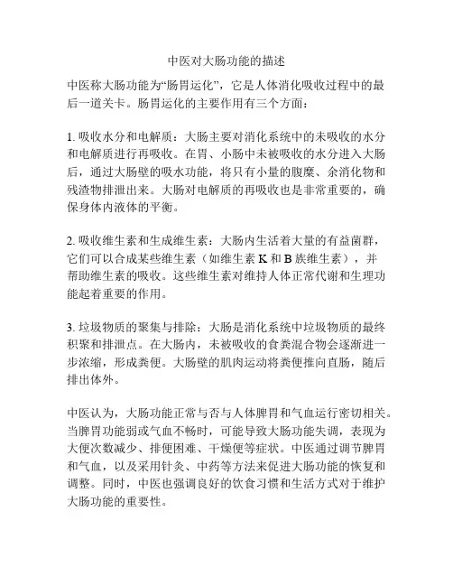 中医对大肠功能的描述