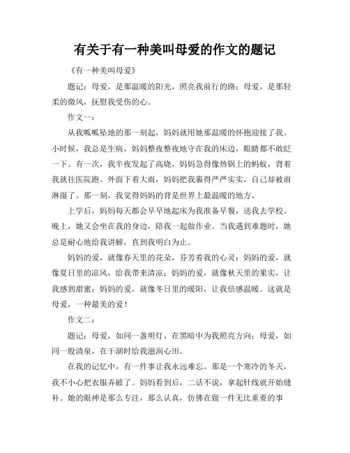 有关于有一种美叫母爱的作文的题记