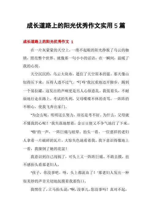 成长道路上的阳光优秀作文实用5篇
