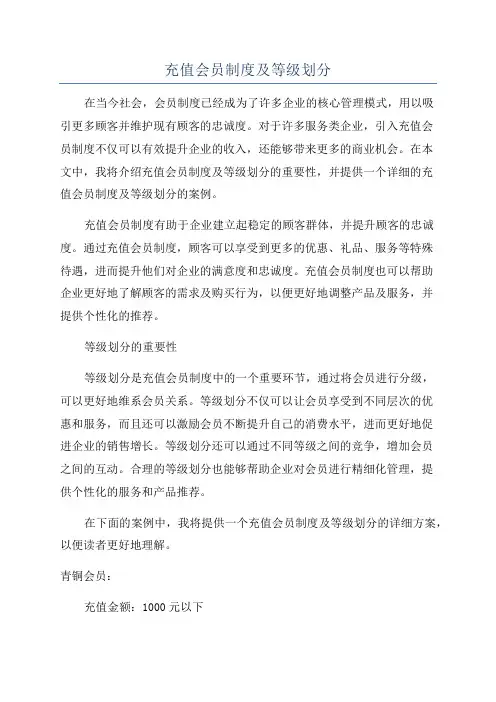充值会员制度及等级划分