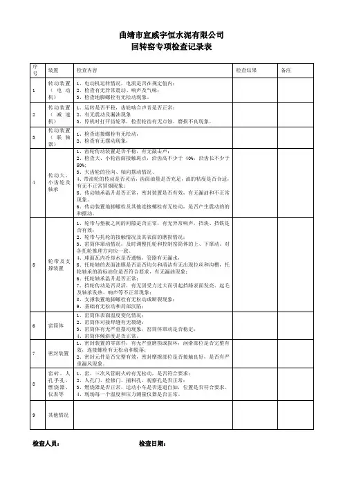 回转窑专项检查记录表