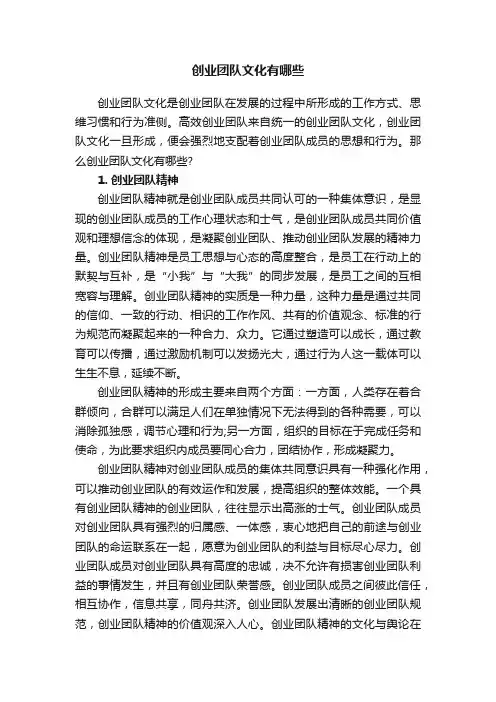 创业团队文化有哪些
