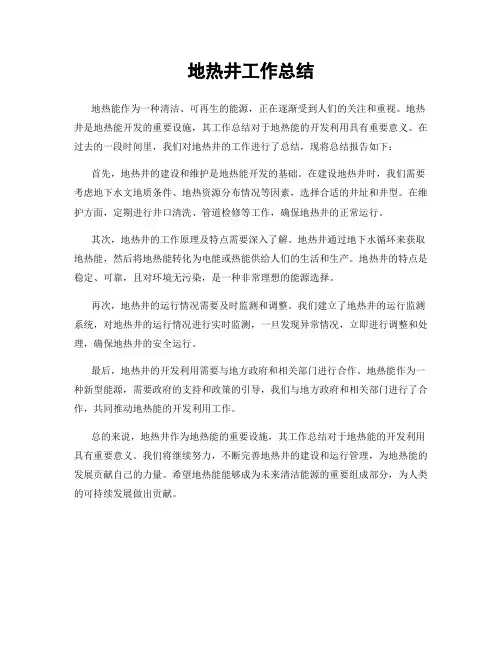 地热井工作总结