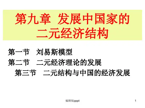 第九章 二元经济结构理论ppt课件