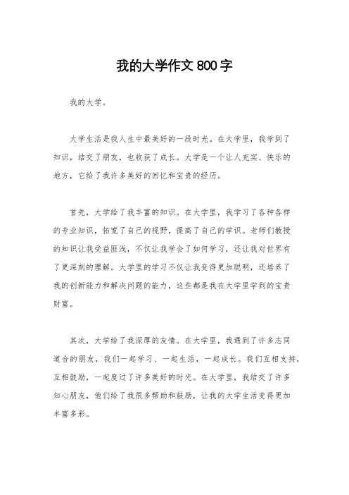 我的大学作文800字