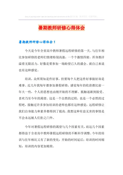 暑期教师研修心得体会