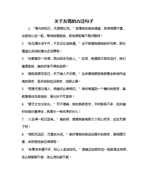 关于友情的古诗句子
