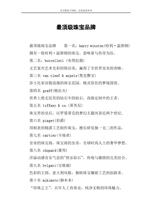 最顶级珠宝品牌