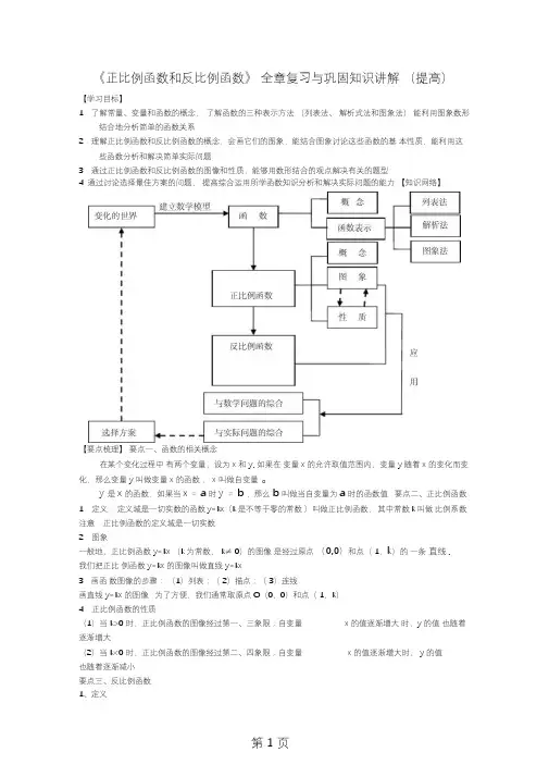 沪教版下第十八章《正比例函数和反比例函数》全章复习讲义-word