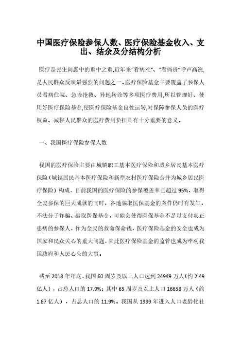 中国医疗保险参保人数、医疗保险基金收入、支出、结余及分结构分析