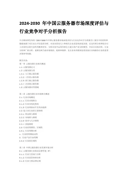 2024-2030年中国云服务器市场深度评估与行业竞争对手分析报告
